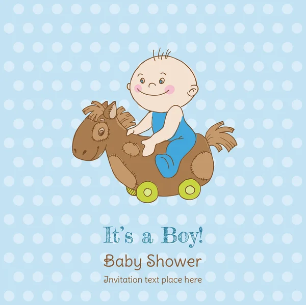 Bebek çocuk duş ve ulaşım kartı - metin için yer ile — Stok Vektör