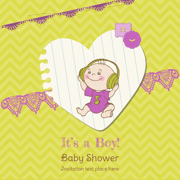 Baby Boy Shower and Arrival Card - with place for your text — Stock Vector