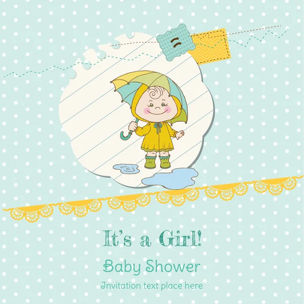 Baby girl sprchu a příjezdu karta - místo pro váš text — Stockový vektor