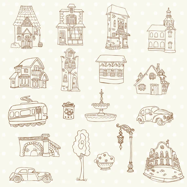 Éléments de conception Scrapbook - Doodles Small Town - dans le vecteur — Image vectorielle