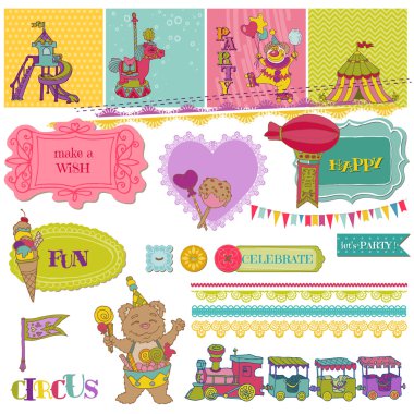 Scrapbook Design Elements - Birthday Party Child Set - in vector clipart