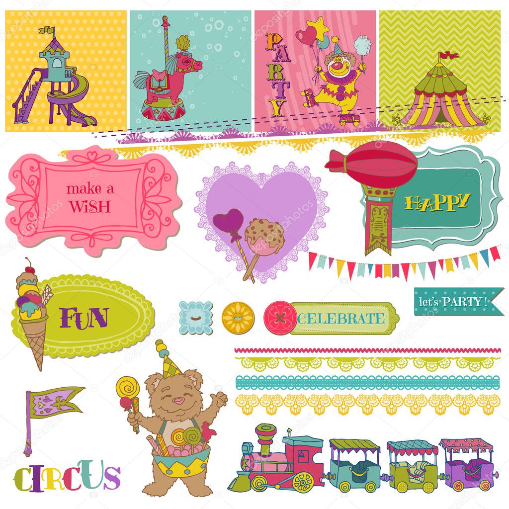 Scrapbook Design Elements - Birthday Party Child Set - in vector
