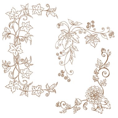 Vector set of decorative Autumn branches - for scrapbook clipart