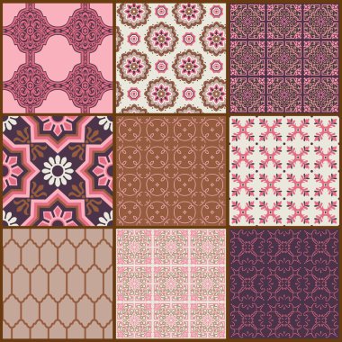 Seamless background Collection - Vintage Tiles and Flowers clipart