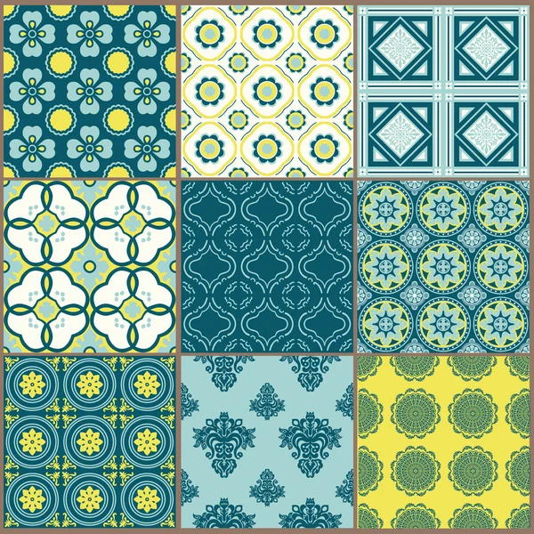Seamless backgrounds Collection - Vintage Tile - for design — Stock Vector