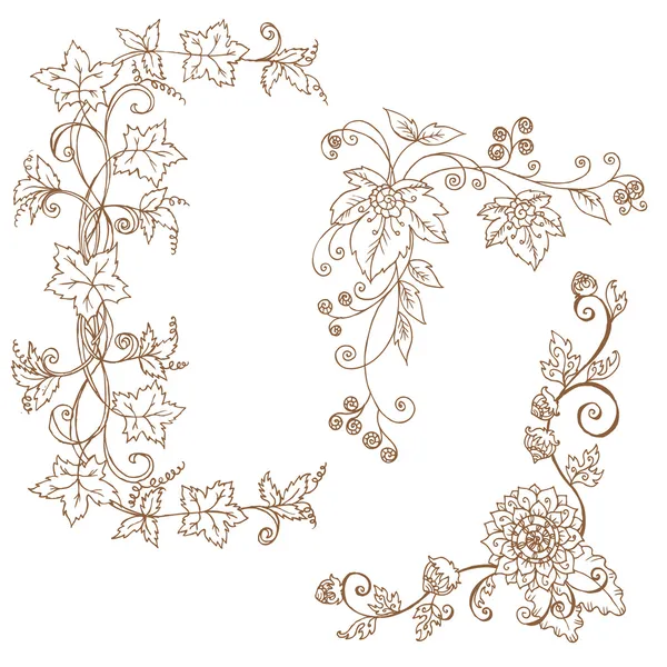 Conjunto vectorial de ramas decorativas de otoño - para álbum de recortes — Archivo Imágenes Vectoriales