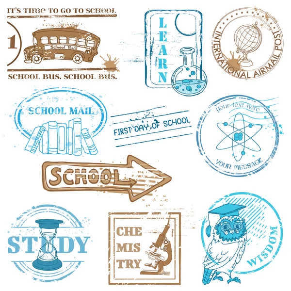 向量设置学校邮票-设计和向量中的剪贴簿 — 图库矢量图片