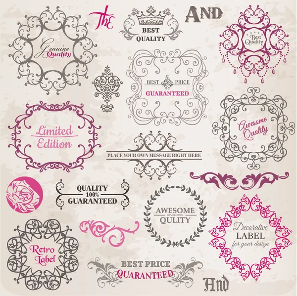 Conjunto de vectores: elementos de diseño caligráfico y decoración de página — Archivo Imágenes Vectoriales