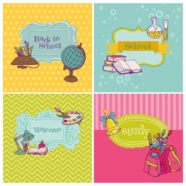 Card Collection - Back to School - for design and scrapbook — Stock Vector