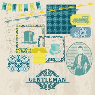 Scrapbook Design Elements - Gentlemen Accessories doodle collection - hand drawn in vector clipart