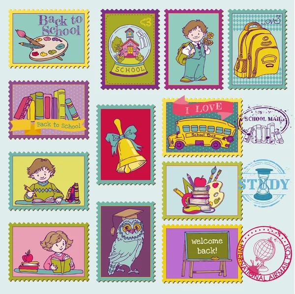 Baby Boy Briefmarken - für Design und Sammelalbum - im Vektor — Stockvektor