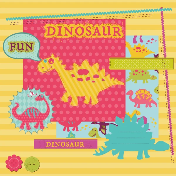 スクラップ ブック デザイン要素 - ベクトル - 赤ちゃん恐竜セット — ストックベクタ