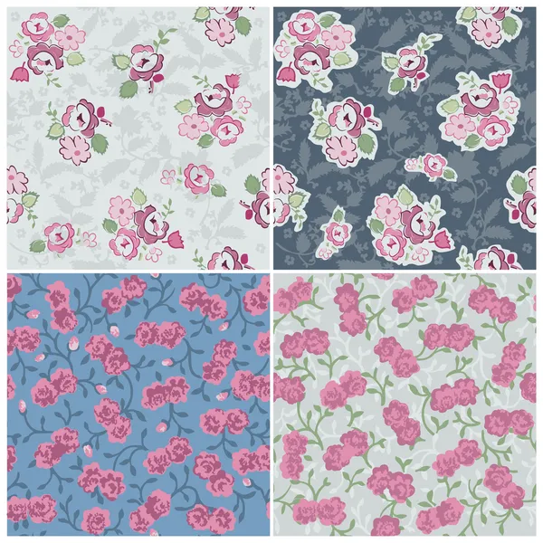 Seamless background Collection - Vintage Flowers - for design — Stock Vector