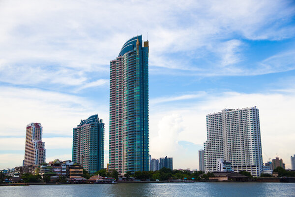 Buildings along the river.