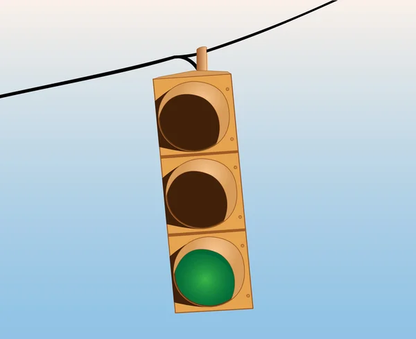 Traffic lights on the wire green — Stock Vector