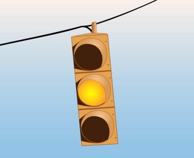 Traffic lights on the wire yellow clipart