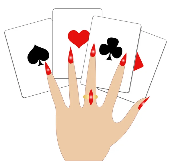 Mão com cartas de jogo — Vetor de Stock