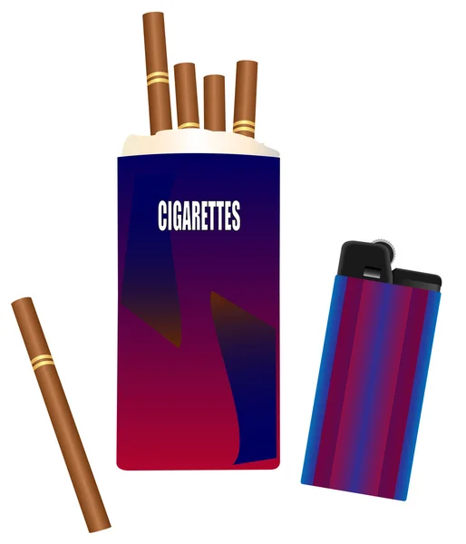 Pakje sigaretten met een aansteker — Stockvector