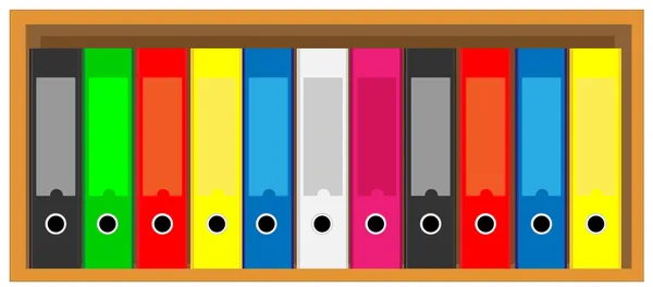 Book shelf with folders — Stock Vector