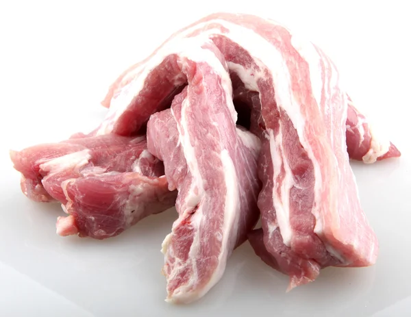 Szeletelt nyers hús elszigetelt fehér — Stock Fotó