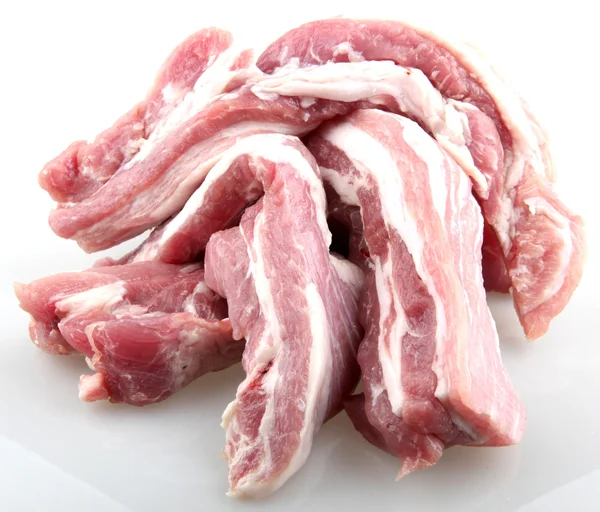 Szeletelt nyers hús elszigetelt fehér — Stock Fotó