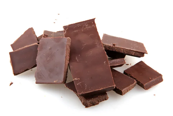 Broken chocolate bar on a white background — Stock Photo, Image