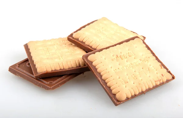 Biscotti al cioccolato isolati su bianco — Foto Stock