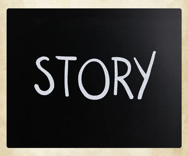 "Story" handwritten with white chalk on a blackboard — Stock Photo, Image