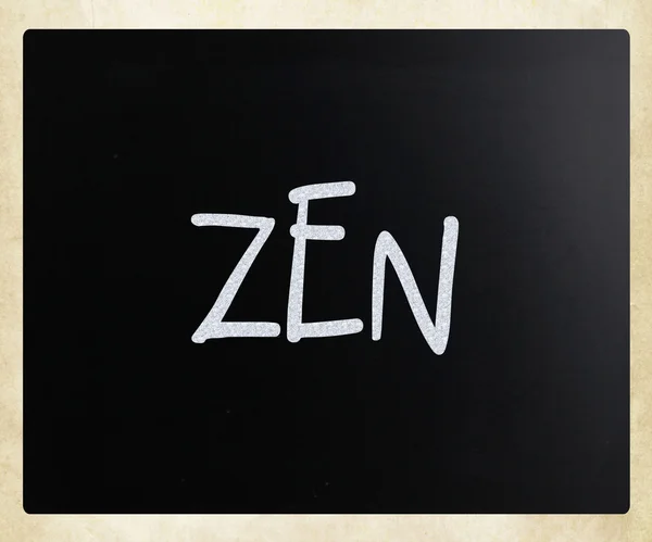 "Zen" handwritten with white chalk on a blackboard — Stock Photo, Image