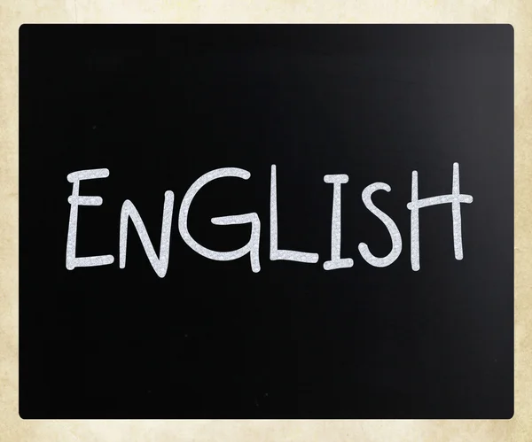 "Angličtina"rukou s bílou křídou na tabuli — Stock fotografie