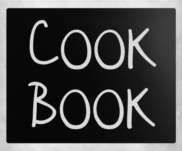 Βιβλίο Μαγειρικής Χειρόγραφη Λευκή Κιμωλία Έναν Πίνακα — Φωτογραφία Αρχείου