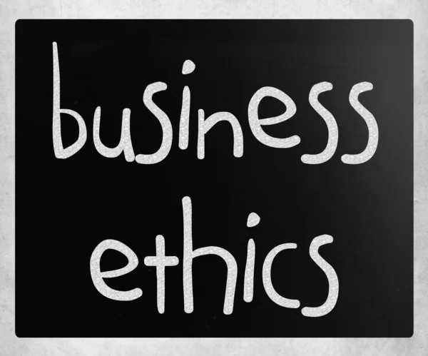 "Business Ethics" handwritten with white chalk on a blackboard — Stock Photo, Image