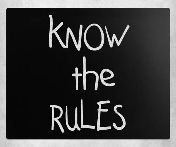 "Bir kara tahta üzerinde beyaz tebeşir ile el yazısı kuralları biliyorsunuz" — Stok fotoğraf