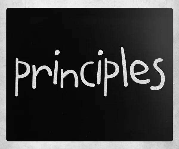 "Principles" handwritten with white chalk on a blackboard — Stock Photo, Image