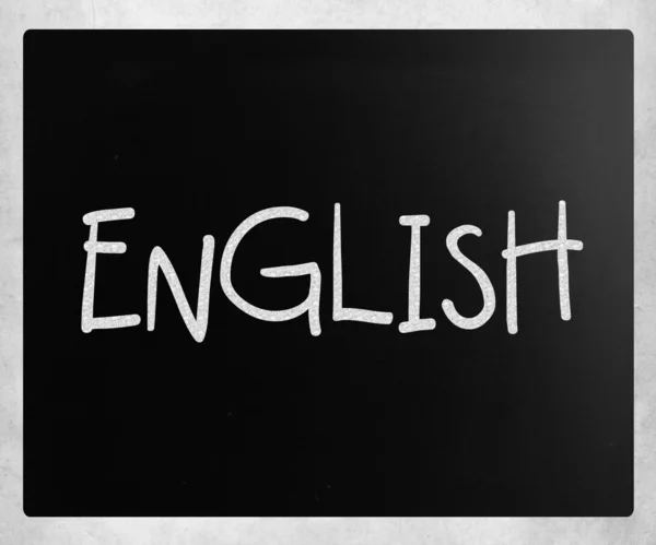 "English "handwritten with white chalk on a blackboard — стоковое фото