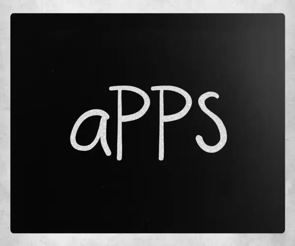 "Apps "escrito a mano con tiza blanca en una pizarra — Foto de Stock