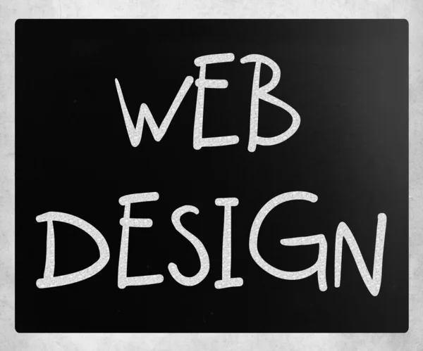 "Desain Web "tulisan tangan dengan kapur putih di papan tulis — Stok Foto