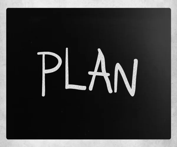 "Plan "escrito a mano con tiza blanca en una pizarra — Foto de Stock
