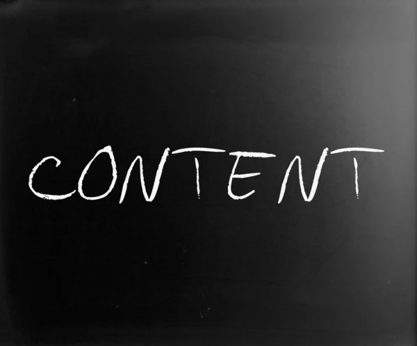 The word "Content" handwritten with white chalk on a blackboard — Stock Photo, Image