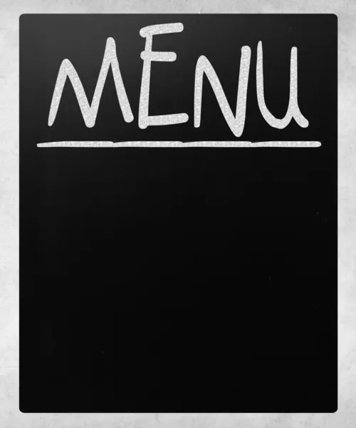 Lavagna bianca con macchie di gesso bianco utilizzato un menu ristorante — Foto Stock