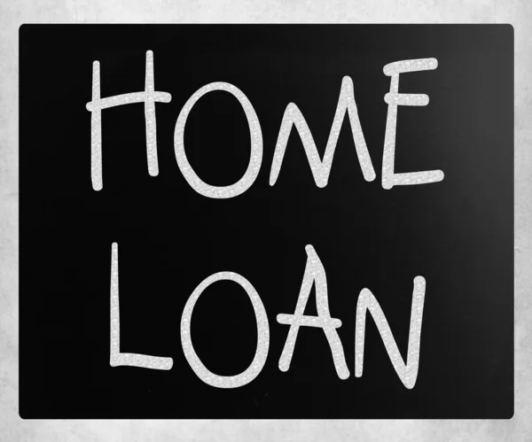 "Home loan" handwritten with white chalk on a blackboard — Stock Photo, Image