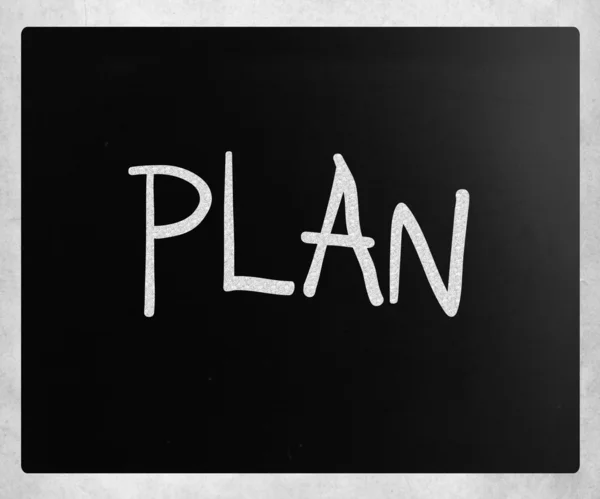 "Plán "vlastnoručně psaný bílou křídou na tabuli — Stock fotografie