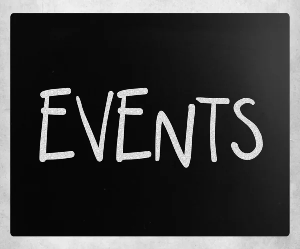 "Events" handwritten with white chalk on a blackboard — Stock Photo, Image