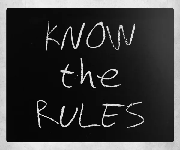 "Conoscere le regole "scritto a mano con gesso bianco su una lavagna — Foto Stock