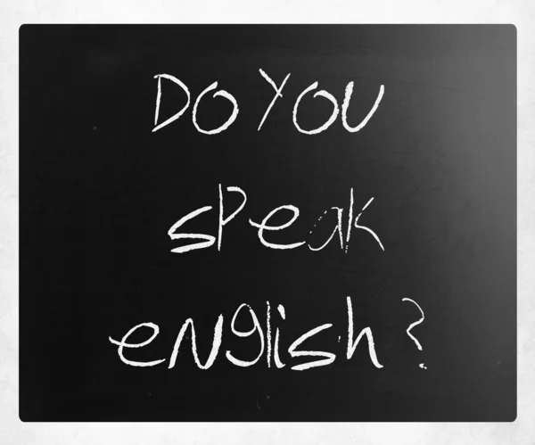 "sprichst du englisch "handgeschrieben mit weißer Kreide auf einer Tafel — Stockfoto