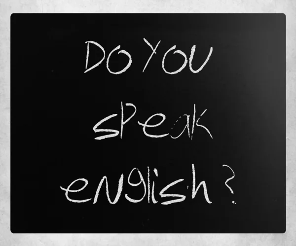 "Do you speak english" handwritten with white chalk on a blackbo — Stock Photo, Image