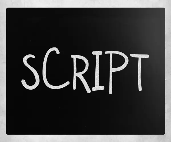 "Script "manuscrito com giz branco em um quadro-negro — Fotografia de Stock