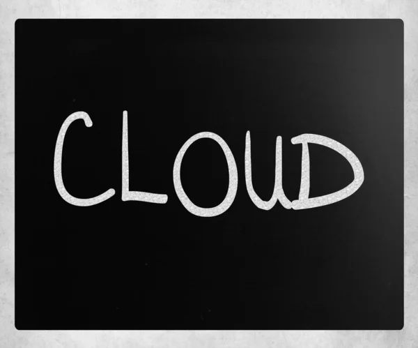 "Σύννεφο "χειρόγραφη με λευκή κιμωλία σε έναν μαυροπίνακα — Φωτογραφία Αρχείου