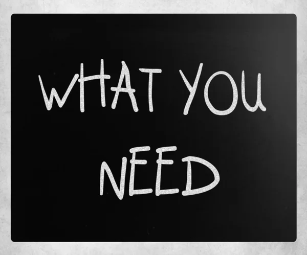 "O que você precisa "manuscrito com giz branco em um quadro-negro — Fotografia de Stock