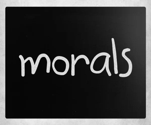 Moral Manuscrito Com Giz Branco Quadro Negro — Fotografia de Stock